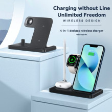 Bevielis įkroviklis Essager 'JG 4in1' juodas 15W (iPhone / Apple Watch / Airpods / Pencil)