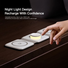 Bevielis įkroviklis Essager 'Nuo 3in1' baltas 15W (iPhone / Apple Watch / Airpods / Night Lamp)