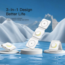 Bevielis įkroviklis Essager 'Nuo 3in1' baltas 15W (iPhone / Apple Watch / Airpods / Night Lamp)