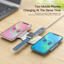 Bevielis įkroviklis Essager 'Nuo 3in1' baltas 15W (iPhone / Apple Watch / Airpods / Night Lamp)