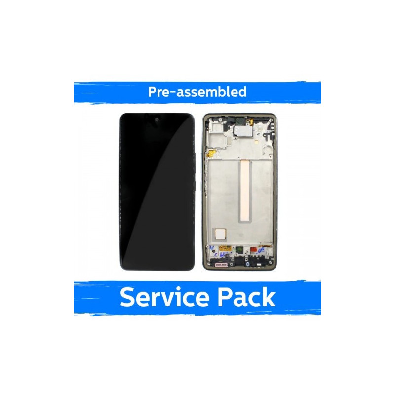 Ekranas skirtas Samsung A536 A53 5G su rėmeliu / Black / (Pre-assembled Service Pack)
