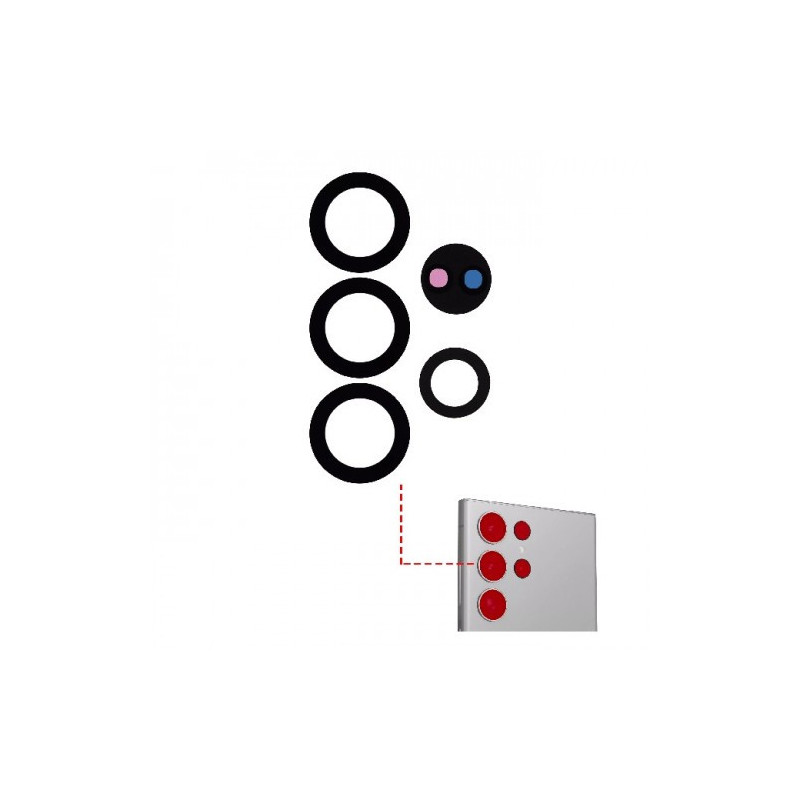 Galinės kameros stikliukas Samsung S918 S23 Ultra galinės kameros stikliukas (5vnt)