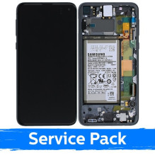 Screen for Samsung G970 S10e with frame / Prism Black / (Service Pack) +INCLUDING BATTERY