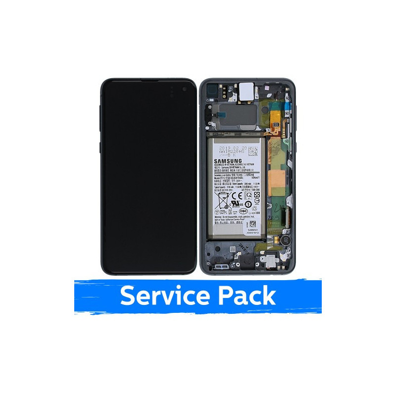 Screen for Samsung G970 S10e with frame / Prism Black / (Service Pack) +INCLUDING BATTERY