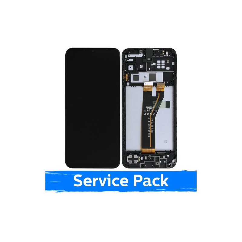 Ekranas skirtas Samsung M146 M14 5G juodas su rėmeliu (Service Pack)