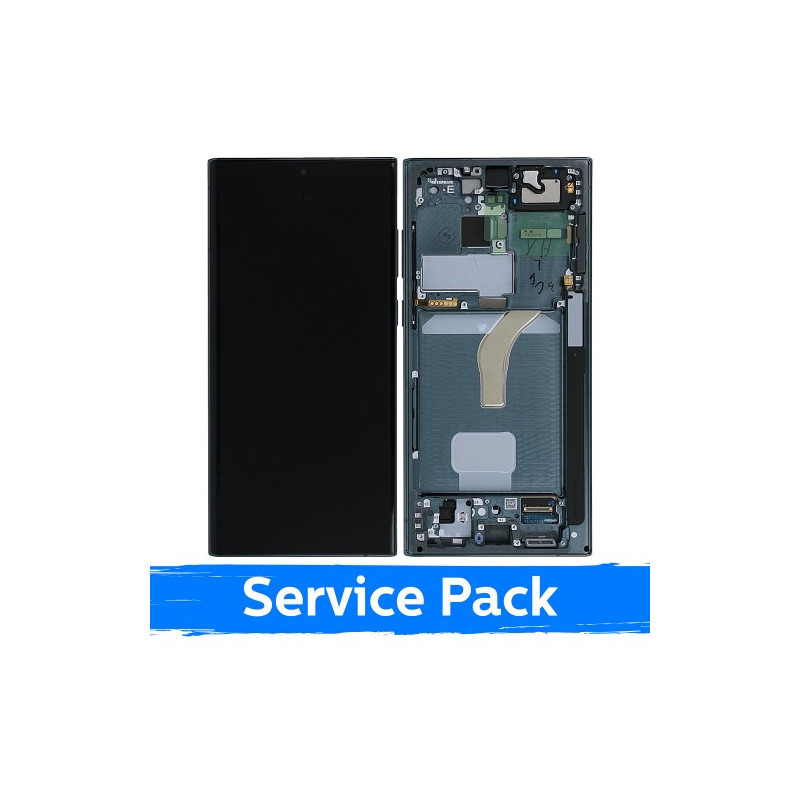Ekranas skirtas Samsung S908 S22 Ultra su rėmeliu / Green / (Service Pack)