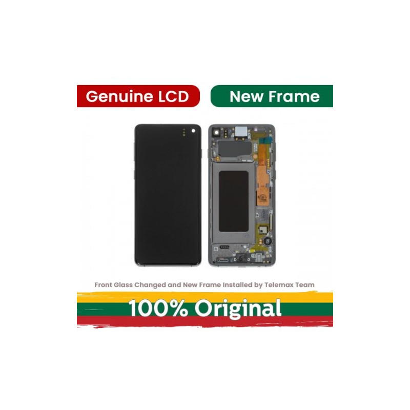 Ekranas skirtas Samsung G973 S10 su rėmeliu / Prism White / (Atnaujintas: Telemax)