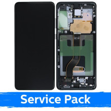 Screen for Samsung G986 (G985) S20 Plus with frame / Cosmic Black / (Service Pack)