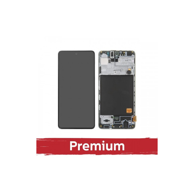 Ekranas skirtas Samsung A515 A51 juodas su rėmeliu / OEM / (didelis rodomas plotas)