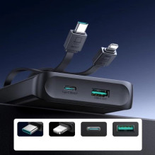 External battery Joyroom 'JR-PBF19' black 10000mAh 22.5W (PD / QC3.0) + integrated Type-C / Lightning cables External battery Joyroom 'JR-PBF19' black 10000mAh 22.5W (PD / QC3.0) + integrated Type-C / Lightning cables