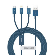 USB Cable Baseus "3in1 Superior" blue 150cm (up to 3.5A)
