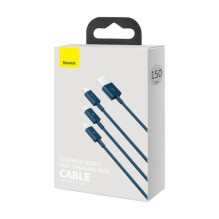 USB Cable Baseus "3in1 Superior" blue 150cm (up to 3.5A)