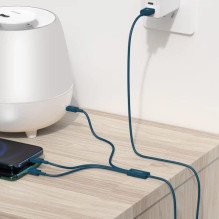 USB Kabelis Baseus "3in1 Superior" mėlynas 150cm (iki 3.5A)