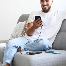 Išorinė baterija Veger 'W1116' juodas 10000mAh (PD / QC3.0) + integruotas 3in1 laidas