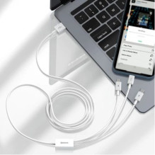 USB Kabelis Baseus "3in1 Superior" mėlynas 150cm (iki 3.5A)