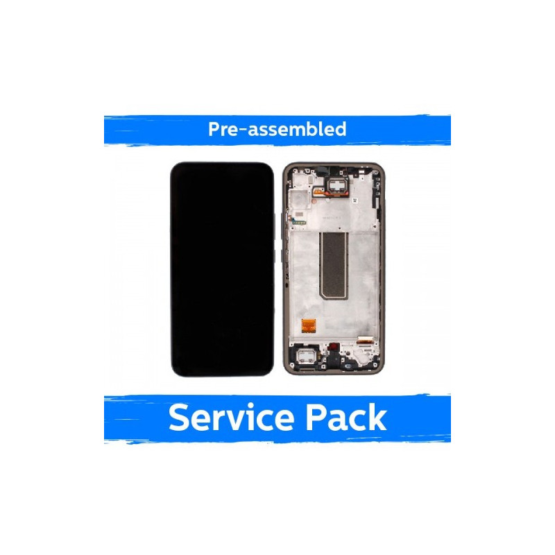 Ekranas skirtas Samsung A346 A34 5G su rėmeliu / Silver / (Pre-assembled Service Pack)