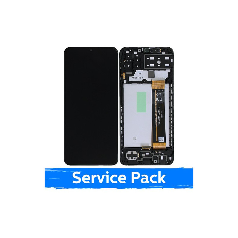 Ekranas skirtas Samsung M135 M13 4G juodas su rėmeliu (Service Pack)