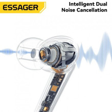 Belaidė laisvų rankų įranga Essager 'TWS' juoda (Double Noise Cancelling / Bluetooth 5.3)