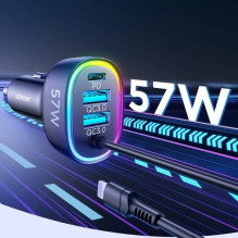 Automobilinis įkroviklis Joyroom 'JR-CL20' juodas 57W (1xPD / 1xQC3,0 / with LED Lighting) + 'Lightning' laidas 160cm Automobilinis įkroviklis Joyroom 'JR-CL20' juodas 57W (1xPD / 1xQC3,0 / with LED Lighting) + 'Lightning' laidas 160cm