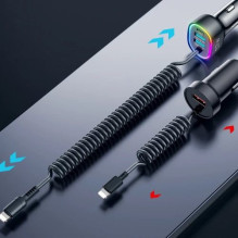 Car charger Joyroom 'JR-CL20' black 57W (1xPD / 1xQC3.0 / with LED Lighting) + 'Lightning' cable 160cm Car charger Joyroom 'JR-CL20' black 57W (1xPD / 1xQC3.0 / with LED Lighting) + 'Lightning' cable 160cm