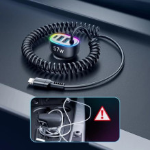 Car charger Joyroom 'JR-CL20' black 57W (1xPD / 1xQC3.0 / with LED Lighting) + 'Lightning' cable 160cm Car charger Joyroom 'JR-CL20' black 57W (1xPD / 1xQC3.0 / with LED Lighting) + 'Lightning' cable 160cm