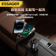 Car charger Essager 'Smart' black 45W (integrated 2in1 cable) Car charger Essager 'Smart' black 45W (integrated 2in1 cable)