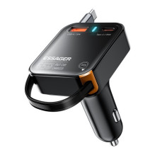 Car charger Essager 'Yttrium' black 65W (integrated Type-C cable)