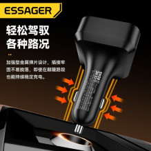 Car charger Essager 'Yttrium' black 65W (integrated Type-C cable)