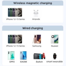 External battery Joyroom "JR-PBM01" White 20W 10000mAh (Wireless Charge) + Type-C / Lightning cable