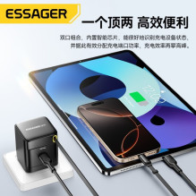 Įkroviklis Essager 'Ruizi' juodas 65W (1xPD) + integruotas Type-C laidas Įkroviklis Essager 'Ruizi' juodas 65W (1xPD) + integruotas Type-C laidas