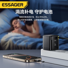 Įkroviklis Essager 'Ruizi' juodas 65W (1xPD) + integruotas Type-C laidas Įkroviklis Essager 'Ruizi' juodas 65W (1xPD) + integruotas Type-C laidas