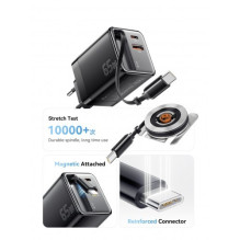 Charger Essager 'Scope' black 65W (1xPD / 1xQC3.0) + integrated Type-C cable Charger Essager 'Scope' black 65W (1xPD / 1xQC3.0) + integrated Type-C cable