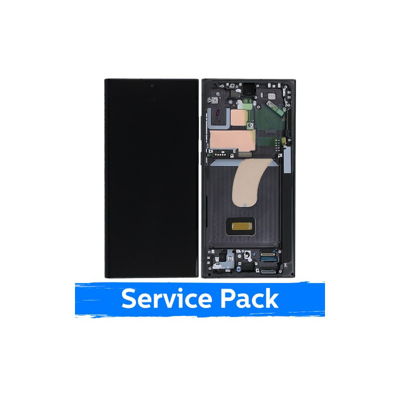 Ekranas skirtas Samsung S918 S23 Ultra su rėmeliu / Phantom Black (Red) (Graphite) / (Service Pack)