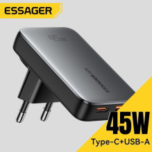 Įkroviklis Essager 'GaN Ultra' juodas 45W (1xPD / 1xQC3.0) Įkroviklis Essager 'GaN Ultra' juodas 45W (1xPD / 1xQC3.0)