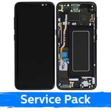 Screen for Samsung G950 S8 with frame / Midnight Black / (Service Pack)