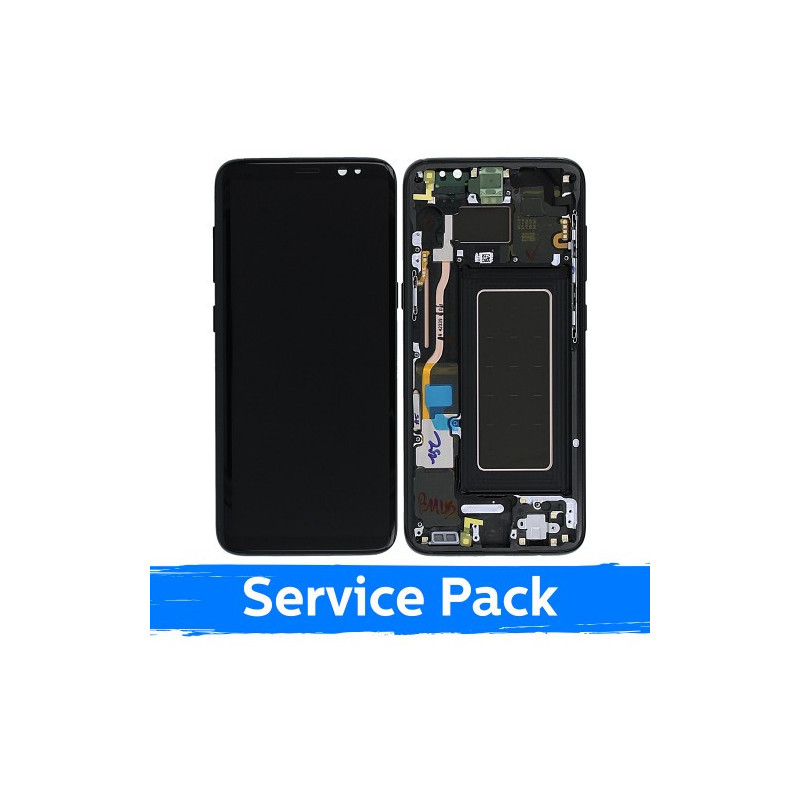 Screen for Samsung G950 S8 with frame / Midnight Black / (Service Pack)