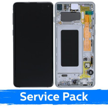 Ekranas skirtas Samsung G973 S10 su rėmeliu / Prism White / (Service Pack)