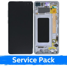 Screen for Samsung G975 S10 Plus with frame / Prism White / (Service Pack)
