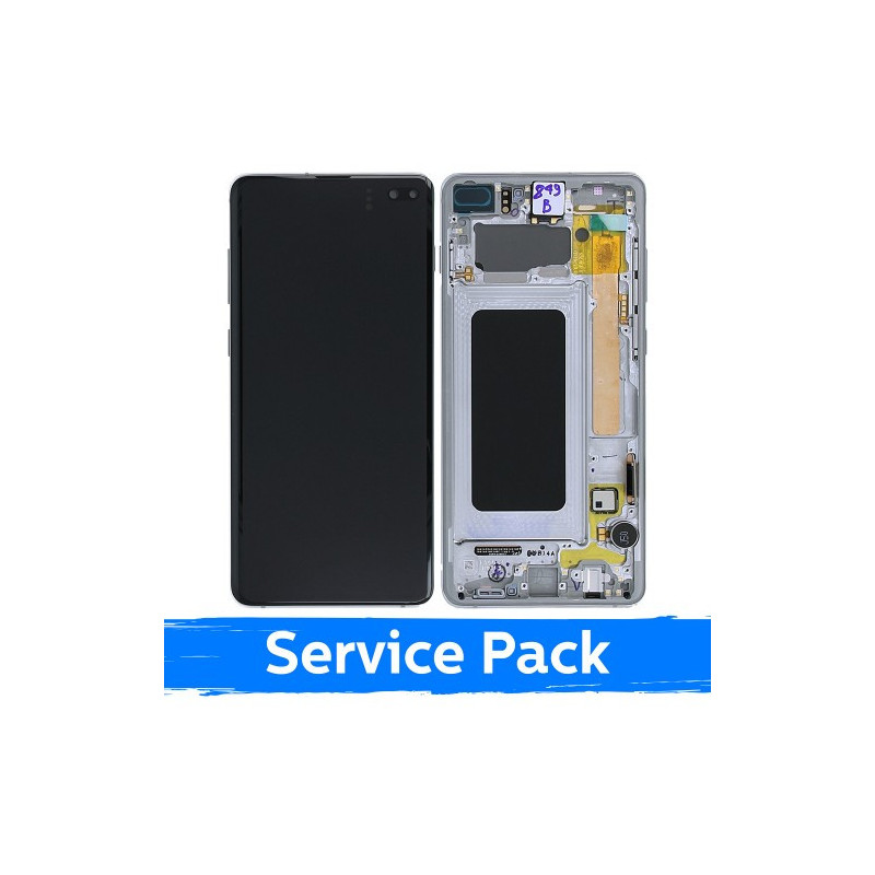 Screen for Samsung G975 S10 Plus with frame / Prism White / (Service Pack)
