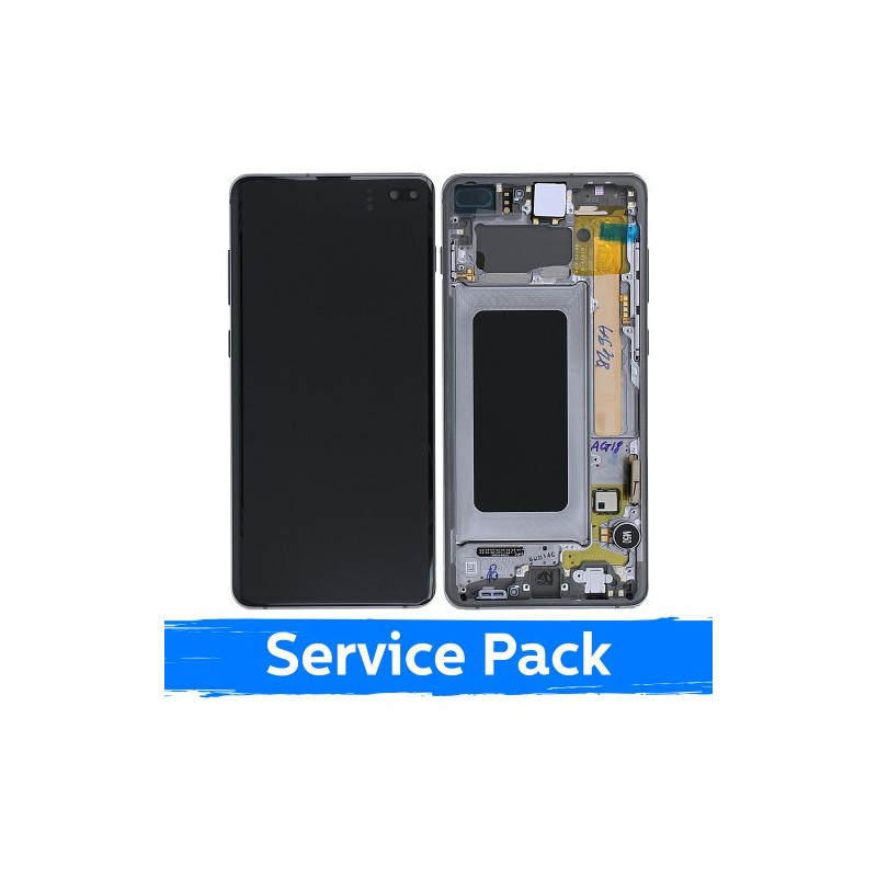 Screen for Samsung G975 S10 Plus with frame / Prism Black / (Service Pack)