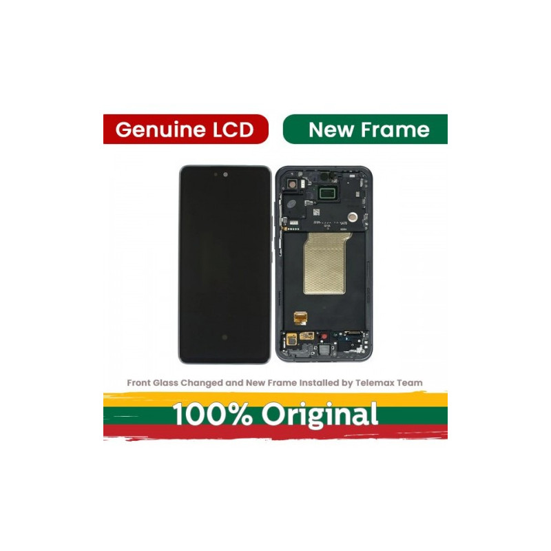 Ekranas skirtas Samsung A556 A55 5G su rėmeliu / Lemon / (Atnaujintas: Telemax)