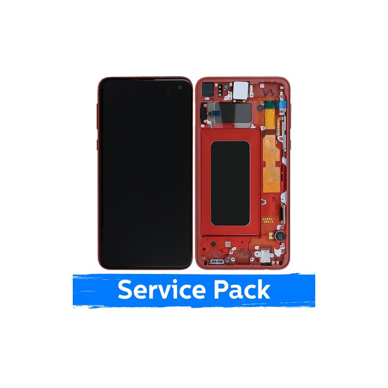 Ekranas skirtas Samsung G970 S10e su rėmeliu / Cardinal Red / (Service Pack)