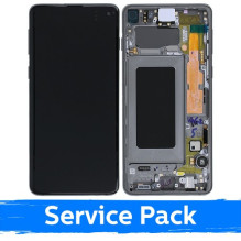 Ekranas skirtas Samsung G973 S10 su rėmeliu / Prism Black / (Service Pack)