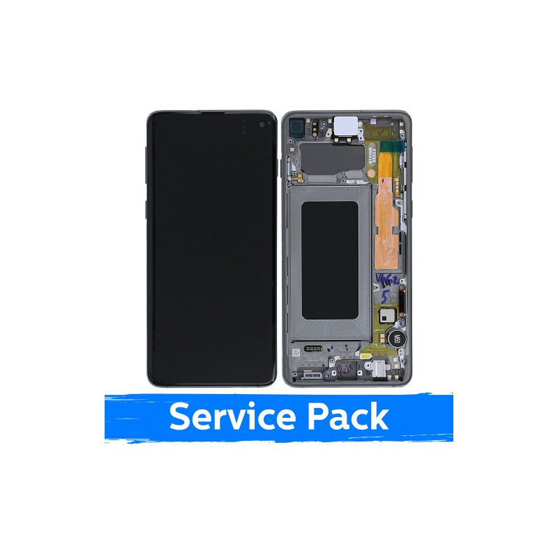 Screen for Samsung G973 S10 with frame / Prism Black / (Service Pack)
