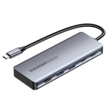 Adapter Essager '6 in 1' gray (In: Type-C)