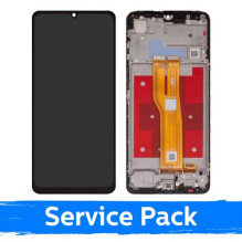 Ekranas skirtas Samsung A075 A07 4G juodas su rėmeliu (Service Pack)