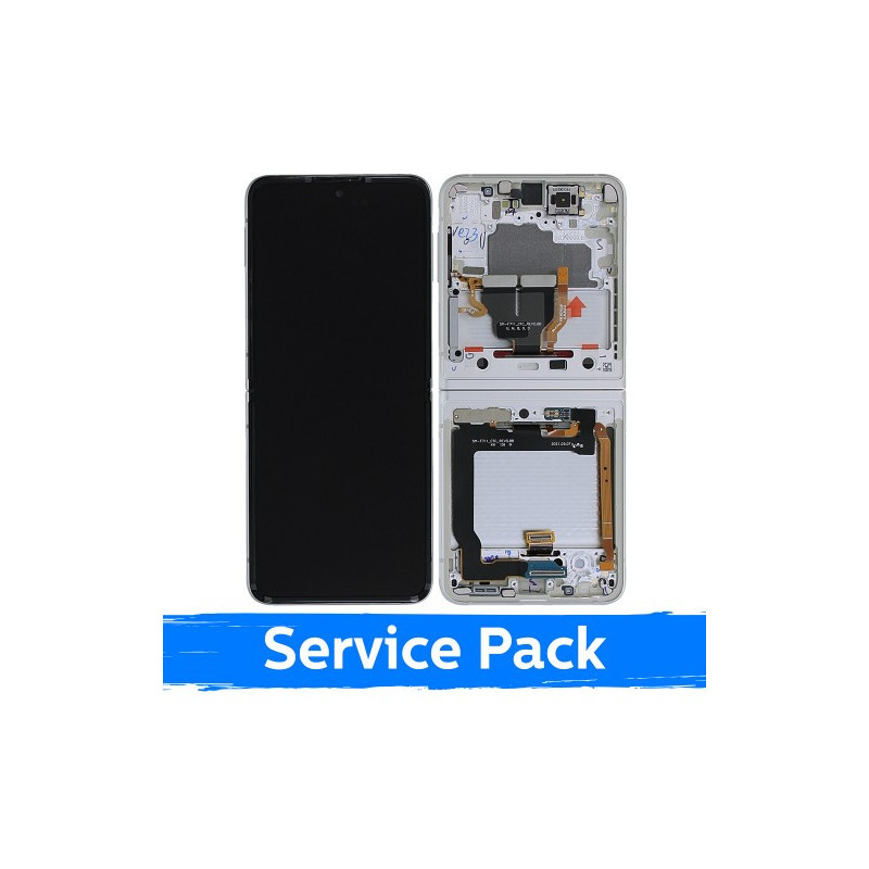 Ekranas skirtas Samsung F711 Z Flip3 (INNER) su rėmeliu / Cream / (Service Pack)