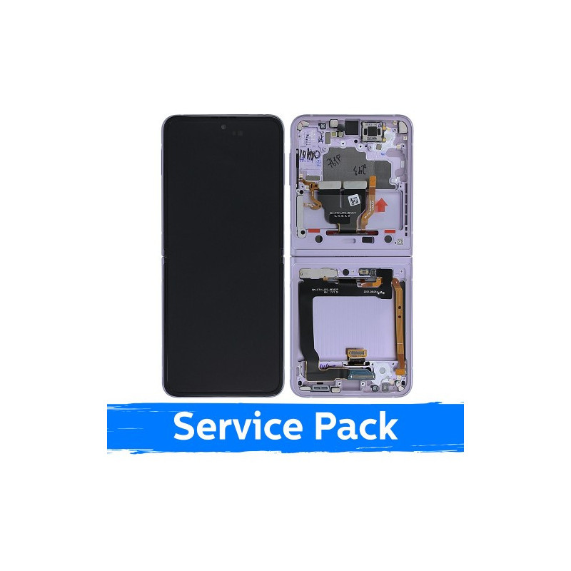 Ekranas skirtas Samsung F711 Z Flip3 (INNER) su rėmeliu / Lavender / (Service Pack)