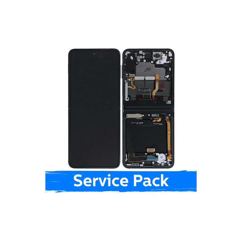 Ekranas skirtas Samsung F711 Z Flip3 (INNER) su rėmeliu / Phantom Black / (Service Pack)