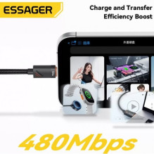 USB Cable Essager 'Chuan' black 60W 'Type-C / Type-C' 180cm USB Cable Essager 'Chuan' black 60W 'Type-C / Type-C' 180cm